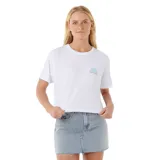 Remera corta blanca de algodón con logo de Rip Curl estampado en el pecho.