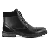 Bota de vestir acordonada color marrón de cuero con detalles en gamuza.