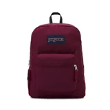 Mochila Jansport Cross Town color bordó con logo de la marca en el frente.