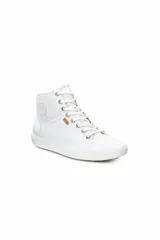 Zapatillas altas blancas de estilo casual, con cordones y diseño minimalista.