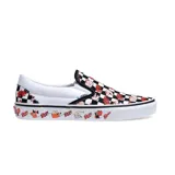 Zapatillas Vans sin cordones, modelo Slip-On, con estampado a cuadros blancos y negros con dibujos de Condorito.