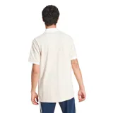 Polo de hombre de corte clásico, color blanco con detalles en color y tres franjas en las mangas.