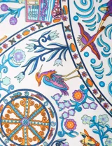 Bandana de satén estampado con diseño abstracto multicolor, marca Barrington.
