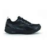 Championes de running Skechers GOrun Consistent, color negro con detalles en gris. Capellada de malla transpirable con refuerzos sintéticos, media suela Ultra Go para amortiguación y plantilla Air Cooled Goga Mat para mayor confort.
