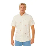 Camisa de manga corta con estampado de palmeras y calaveras, con bolsillo en el pecho.