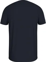 Remera azul marino de algodón con cuello redondo y logo de Tommy Hilfiger bordado en el pecho.