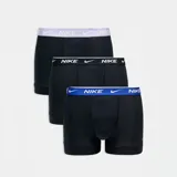 Pack de tres boxers negros Nike con cintura elástica en colores celeste, blanco y lila, con logo de la marca.