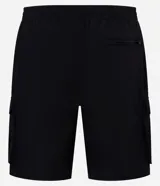 Bermuda masculina de poliéster, corte baggy, con cintura elástica ajustable con cordón y bolsillos cargo con cierre de cremallera.