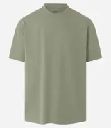 Remera relaxed de algodón con efecto grueso, color azul marino, cuello redondo y manga corta.