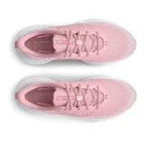 Zapatillas de running Under Armour Infinite para mujer, con capellada de tejido knit degradado en tonos gris y verde flúor, logo de la marca en el talón y suela blanca con tecnología HOVR.