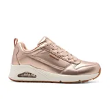 Championes Skechers Street Uno - Metallixs color rosa metalizado, con cordones, capellada de cuero, plantilla Skechers Air-Cooled Memory Foam y media suela visible Skech-Air con cámara de aire.