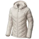 Campera puffer color salmón con capucha, cierre frontal y bolsillos laterales con cierre. Cuenta con tecnología termorreflectante Omni-Heat™ y puños con orificios para los pulgares.