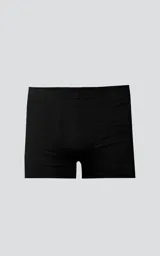 Boxer de corte ajustado, color negro liso, con elástico en la cintura que parece tener texto grabado.
