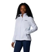 Campera polar Columbia Sweater Weather, color gris jaspeado, con cierre frontal completo, cuello alto y bolsillos laterales con cierre.
