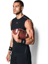 Par de muñequeras deportivas Under Armour negras con logo blanco bordado.