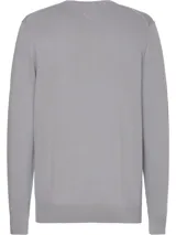 Sweater gris de Tommy Hilfiger, de tejido de punto con cuello en V y logo bordado en el pecho.