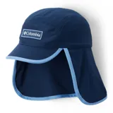 Gorro de tela azul marino con visera y protección para el cuello, con logo de Columbia bordado en el frente. Cuenta con tecnología Omni-Freeze ZERO y Omni-Wick para mayor refrigeración y absorción de la humedad.