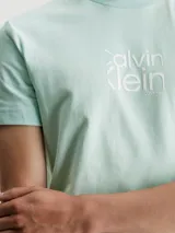 Remera verde agua de algodón orgánico con logo de Calvin Klein estampado en el pecho.
