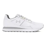 Zapatillas urbanas Under Armour W Essential Runner, color negro con detalles en blanco y suela marrón.