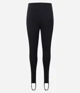 Pantalón legging negro de rib con cintura elástica y piecito.