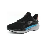Championes deportivos Umbro Infinity para hombre, color negro con detalles en celeste, gris y naranja.