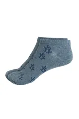 Par de medias cortas color celeste con diseño de cactus en azul oscuro.