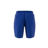 Short de baño azul con cintura elástica y logo Adidas estampado en la pierna.
