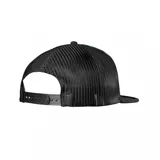 Gorro de camionero Etnies con visera plana negra, paneles frontales estampados con imágenes de la revista Dig BMX y paneles traseros de malla negra.