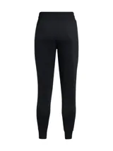 Pantalón de jogging negro Under Armour para mujer, de corte ajustado, con cintura elástica ajustable con cordón, bolsillos laterales y logo estampado en la pierna.