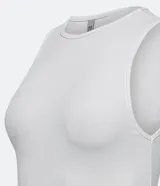 Body color marrón, sin mangas, con cuello halter y cierre en la entrepierna.