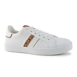 Championes blancos con detalles en animal print y dorado.