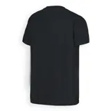 Remera negra de manga corta y cuello redondo.