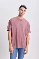 Remera manga corta oversize color marrón con estampa de mariposa en la espalda.