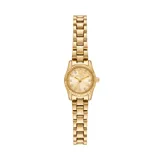Reloj Michael Kors modelo Lexington para mujer, con caja y pulsera de acero inoxidable color dorado. La esfera es dorada con indicadores de hora con cristales.