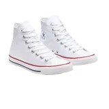 Championes Converse Chuck Taylor All Star Hi, color blanco, de caña alta, con cordones y suela de goma. Logo de Converse en el lateral.