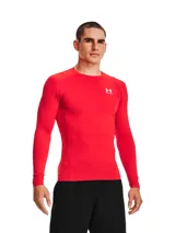 Remera de compresión Under Armour HeatGear de manga larga, color negro con logo blanco en el pecho.