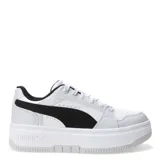 Championes urbanos Puma Rebound Femme Low, color blanco con detalles en gris claro y negro, con plataforma.