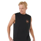Musculosa negra con logo circular de Rip Curl estampado en el pecho.