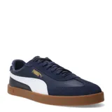 Championes Puma Club II Era, color negro con detalles en amarillo y suela marrón.