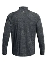 Buzo deportivo Under Armour para hombre, modelo Tech Texturd Hlf Zip, color negro jaspeado con cierre medio en el cuello y logo blanco en el pecho. Confeccionado en tejido UA Tech™ ligero y transpirable.