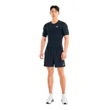 Remera de compresión Under Armour HeatGear negra de manga corta, con logo blanco en el pecho.