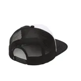 Gorra Vans con visera rígida, panel frontal blanco con logo "Vans Off The Wall" y paneles traseros de malla negra.