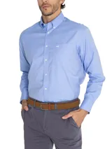 Camisa blanca de manga larga Rockford, con cuello italiano abotonado, bolsillo en el pecho con logo bordado y tecnología Water Oil Repellent (WOR).