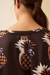 Remerón de tela de punto gamuzada con estampado de ananás.