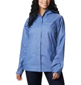 Campera impermeable Columbia Arcadia II, color celeste, para mujer. Confeccionada con tecnología Omni-Tech™ impermeable y transpirable con costuras totalmente selladas. Capucha ajustable para tormentas, dobladillo ajustable con cordón y bolsillos con cremallera. Se puede guardar en el bolsillo.