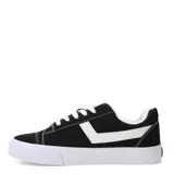 Championes urbanos Pony de lona color negro con detalles en blanco, suela blanca y logo en el lateral.