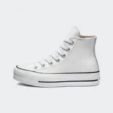 Zapatillas Converse Chuck Taylor All Star Lift de caña alta, color blanco, con plataforma y logo de la marca en el lateral.
