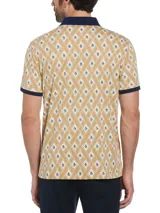 Polo slim fit Original Penguin para hombre con diseño jacquard argyle, cuello de polo y cierre 1/4.
