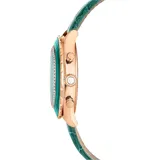 Reloj Octea Chrono, Fabricado en Suiza, Correa de piel, Verde, Acabado tono oro rosa