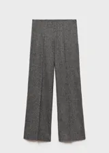 Pantalón de vestir de corte recto, color gris jaspeado, confeccionado en tejido de mezcla de lana.